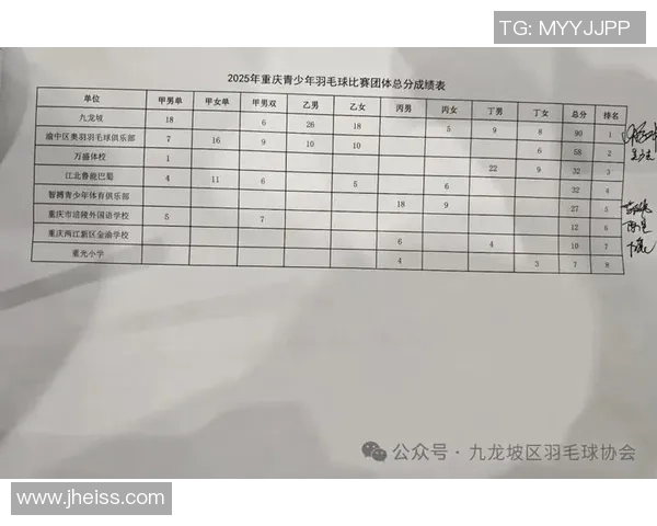 羽毛球意识排行榜揭晓重庆羽毛球队荣获第四名佳绩
